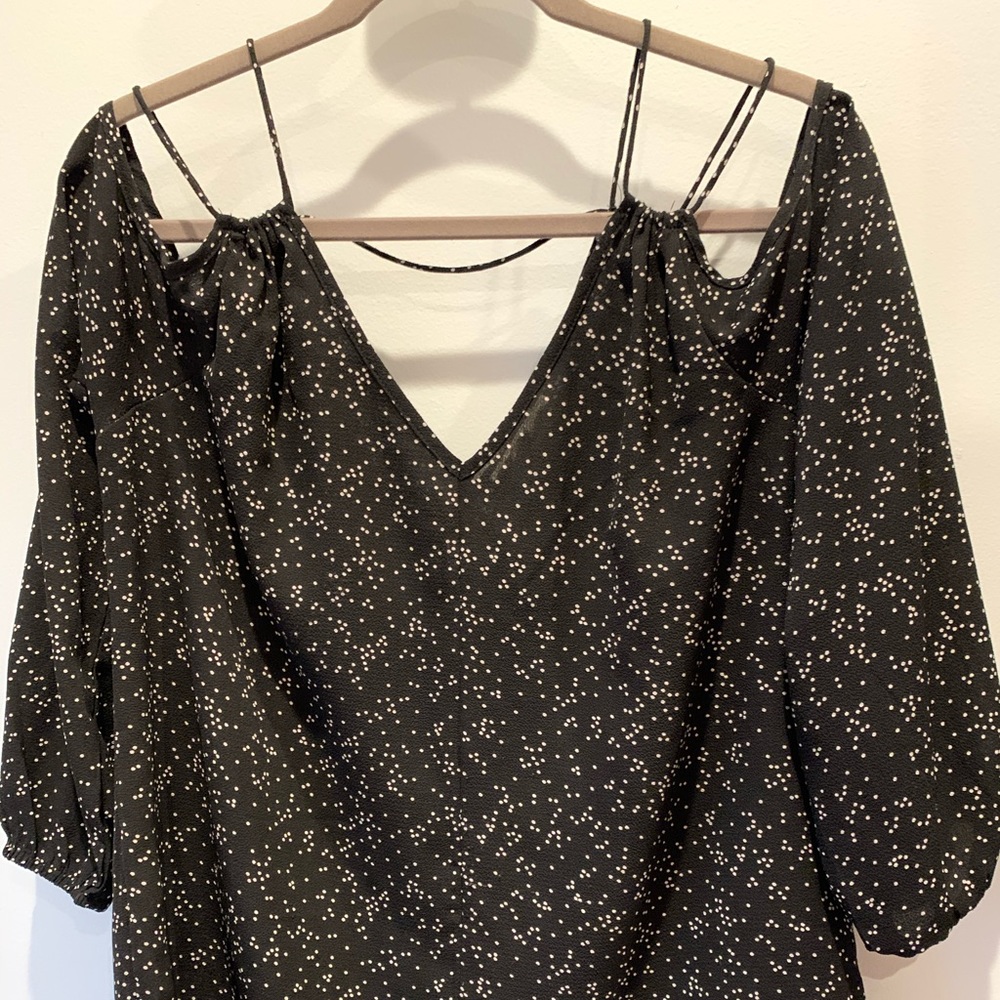 Black Strappy Cold Shoulder Top